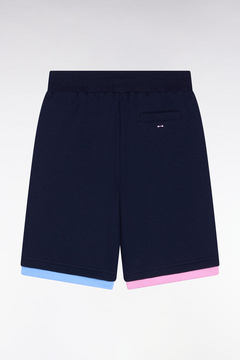 Short en molleton coton marine bicolore - Image 1