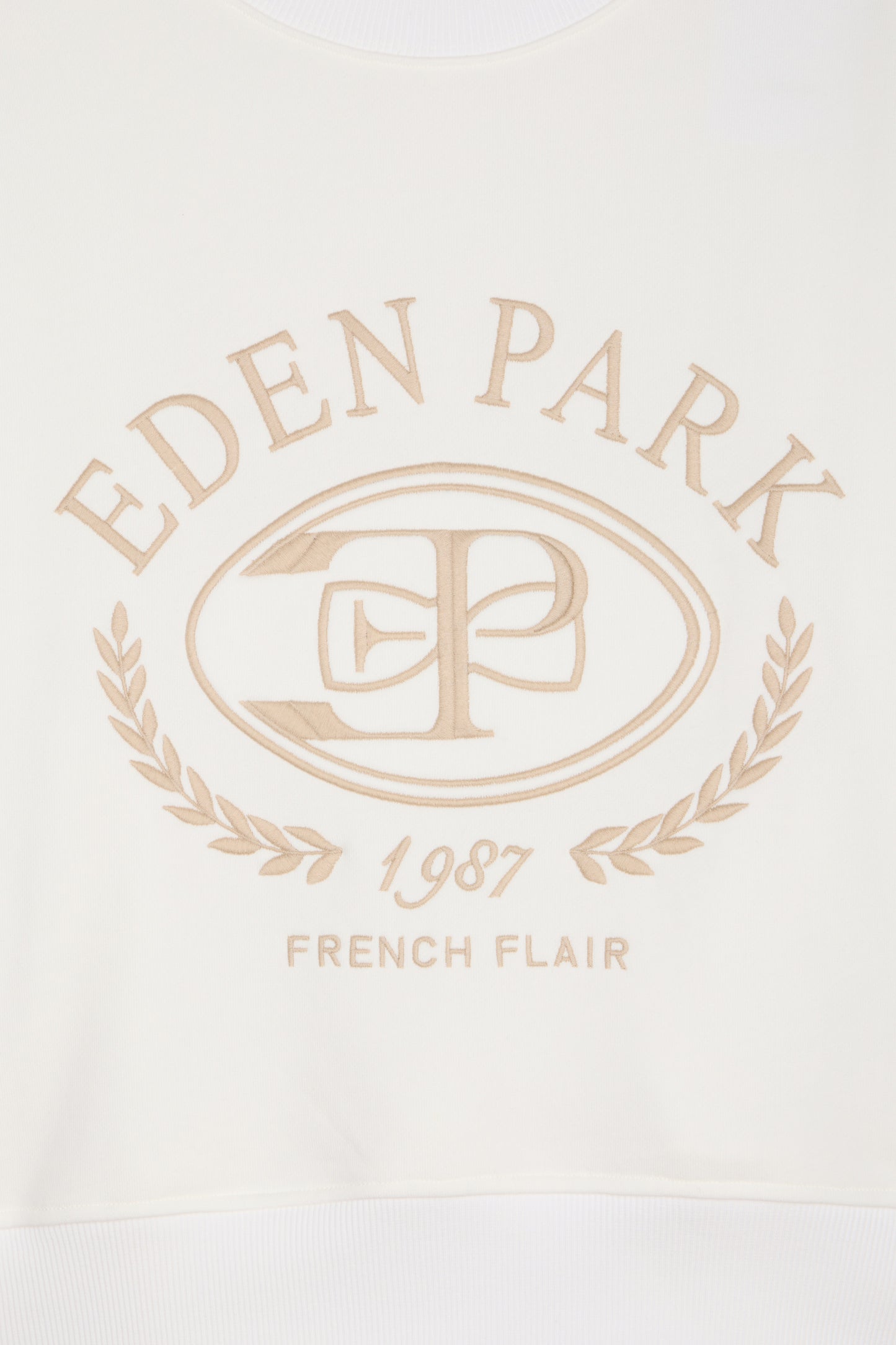 Sweatshirt en coton écru brodé coupe relaxed