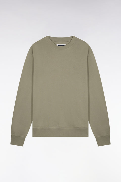 Plain khaki cotton fleece sweatshirt - Image 2