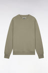 Plain khaki cotton fleece sweatshirt