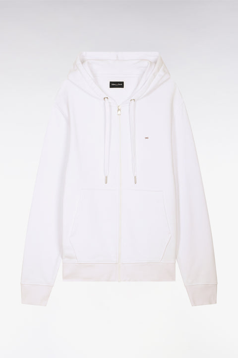Sweatshirt zippé à capuche en molleton coton blanc - Image 2