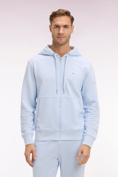 Sweatshirt zippé à capuche en molleton coton ciel - Image 3