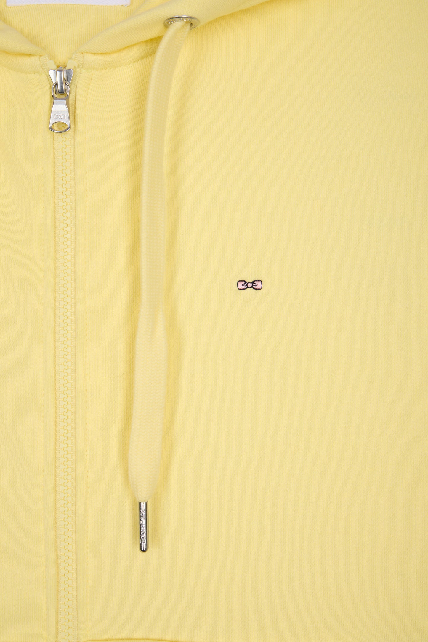 Yellow cotton fleece zipped hooded sweatshirt
