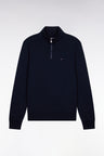 Sweatshirt col camionneur en molleton coton marine