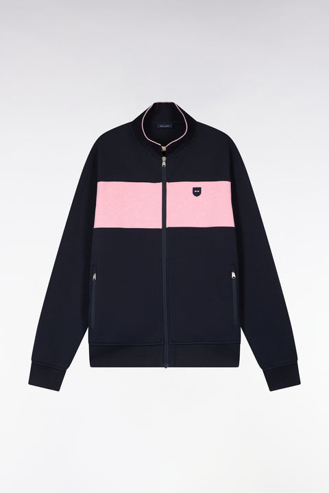 Sweatshirt zippé col polo en molleton marine - Image 2