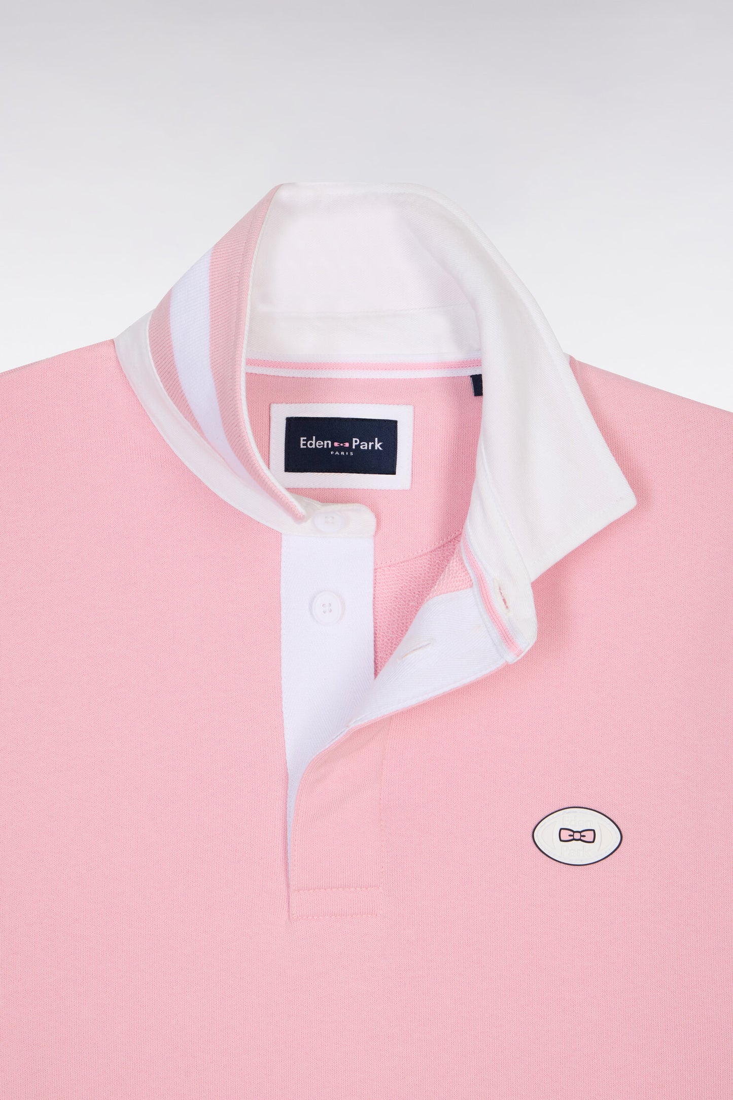 Regular fit pink fleece jersey collar sweatshirt