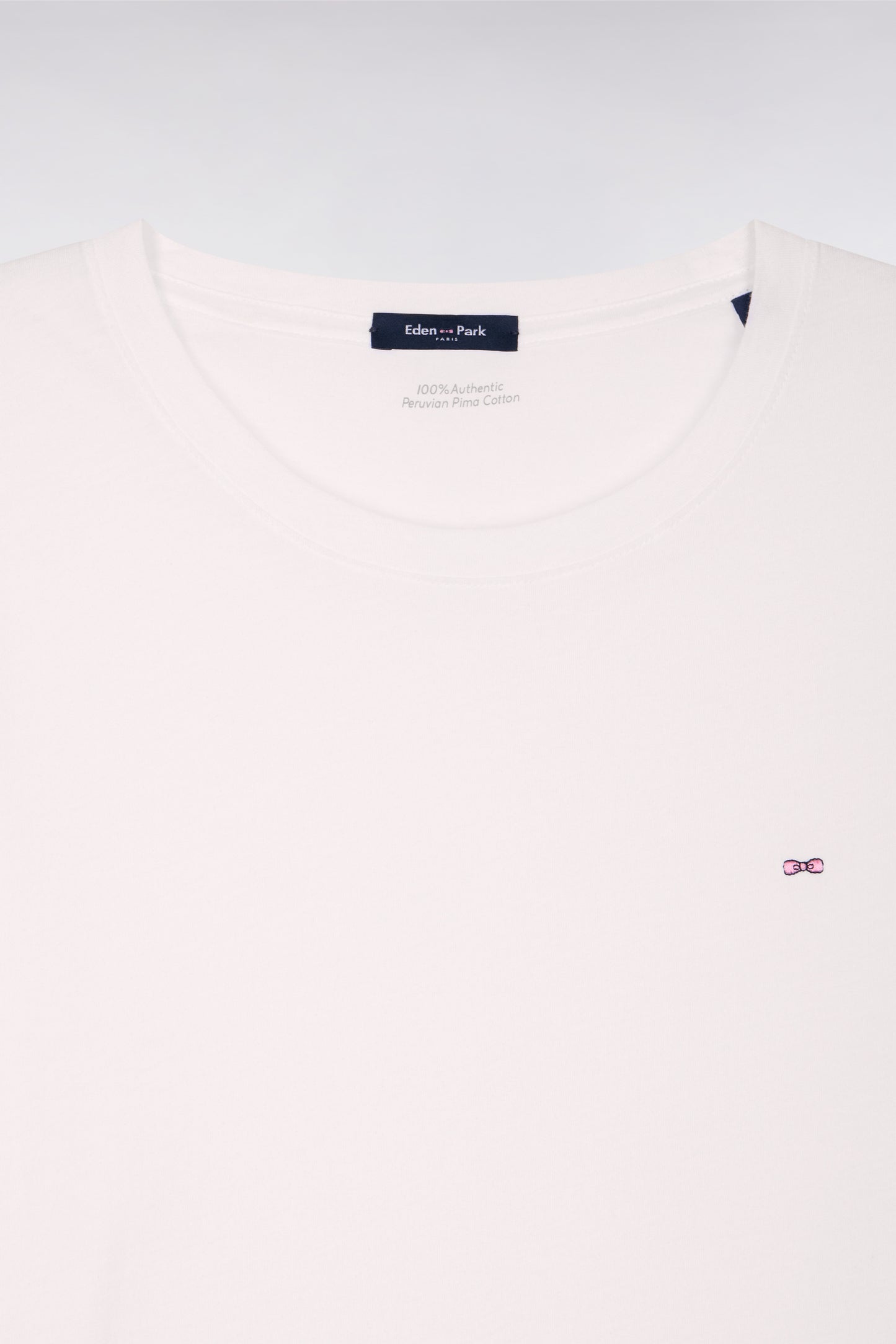 T-shirt à manches courtes en coton Pima blanc col rond coupe regular