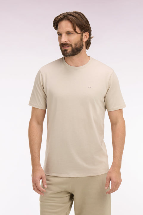 T-shirt à manches courtes en coton Pima beige coupe regular - Image 3
