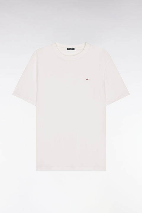 T-shirt à manches courtes en lyocell et coton blanc coupe regular - Image 2