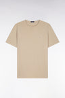 T-shirt à manches courtes en jersey de coton slub beige coupe regular