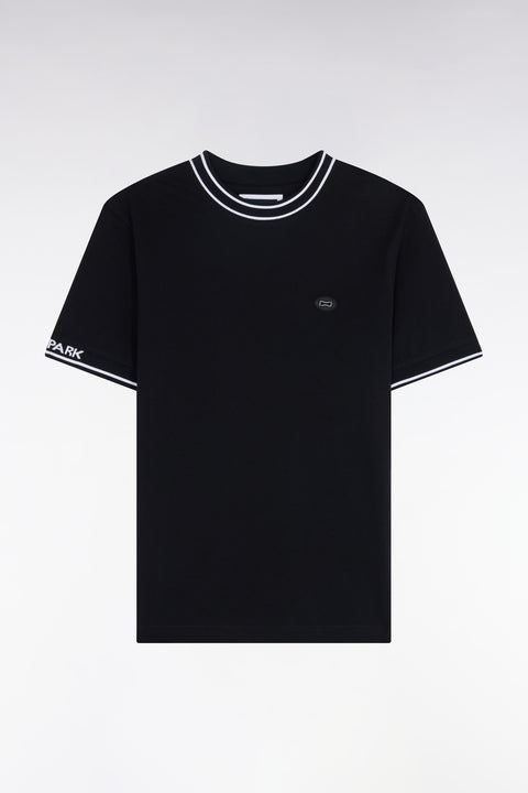 T-shirt à manches courtes en coton noir jacquard Eden Park coupe regular - Image 2