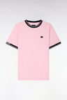 T-shirt à manches courtes en coton rose jacquard Eden Park coupe regular