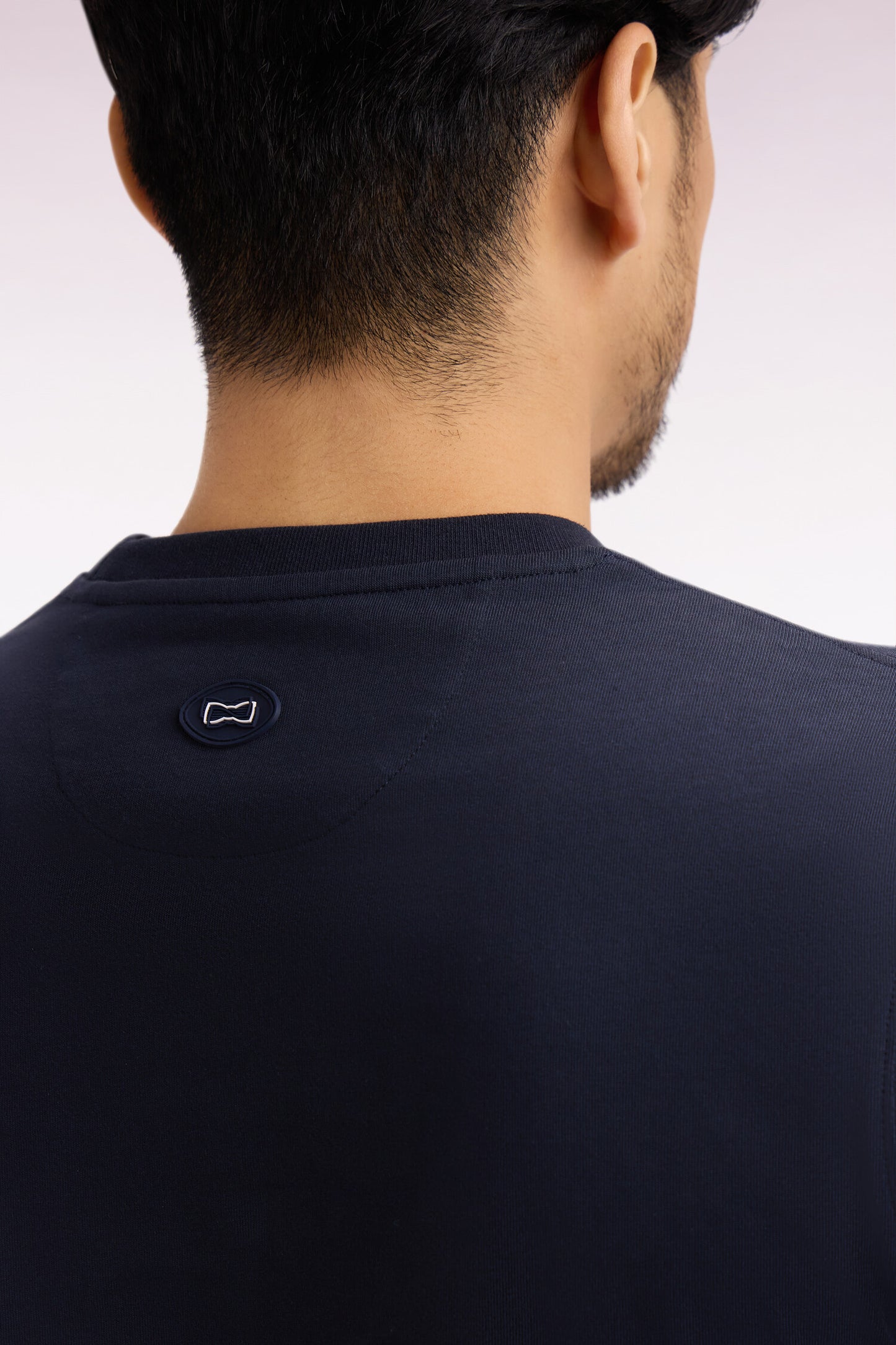 T-shirt à manches courtes en coton marine sérigraphié coupe regular