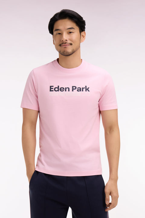 T-shirt à manches courtes en coton rose sérigraphie Eden Park coupe regular - Image 3