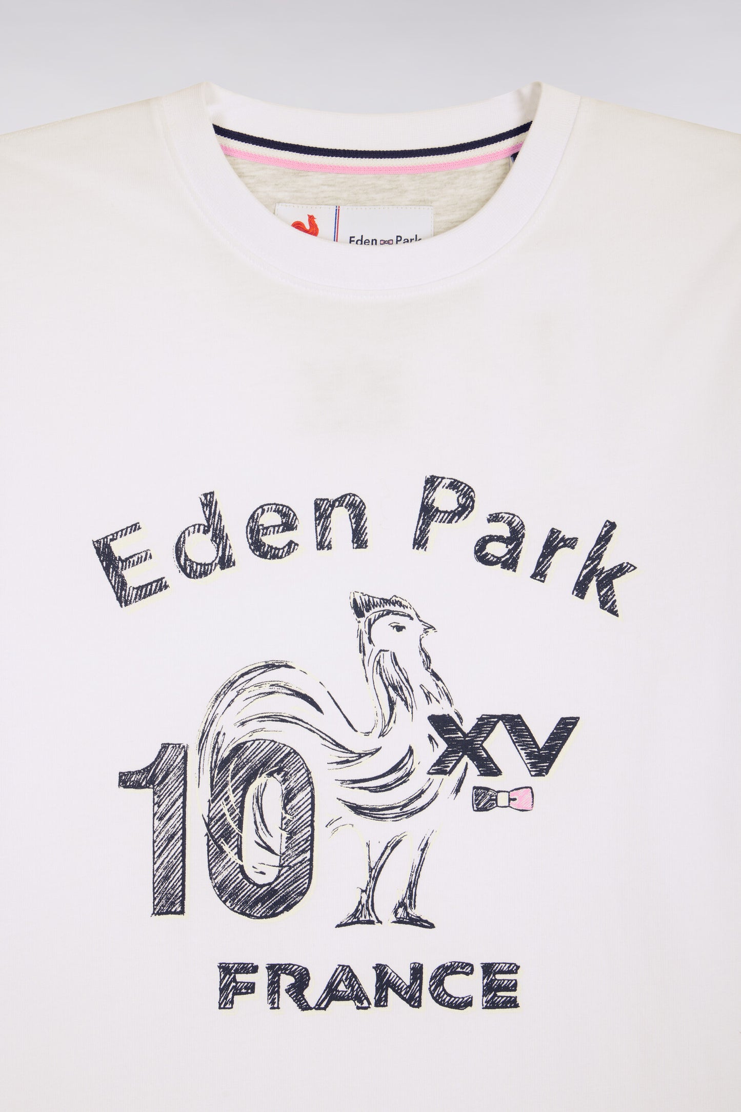 T-shirt XV de France à manches courtes en coton blanc sérigraphié coupe regular