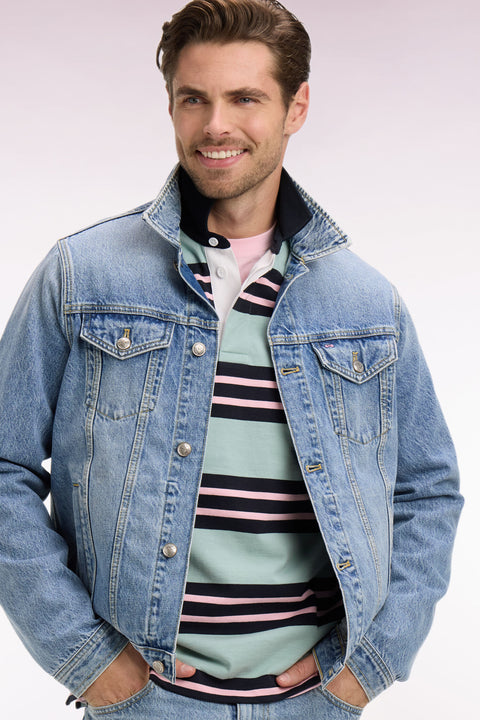 Blouson en denim bleu délavé - Image 1