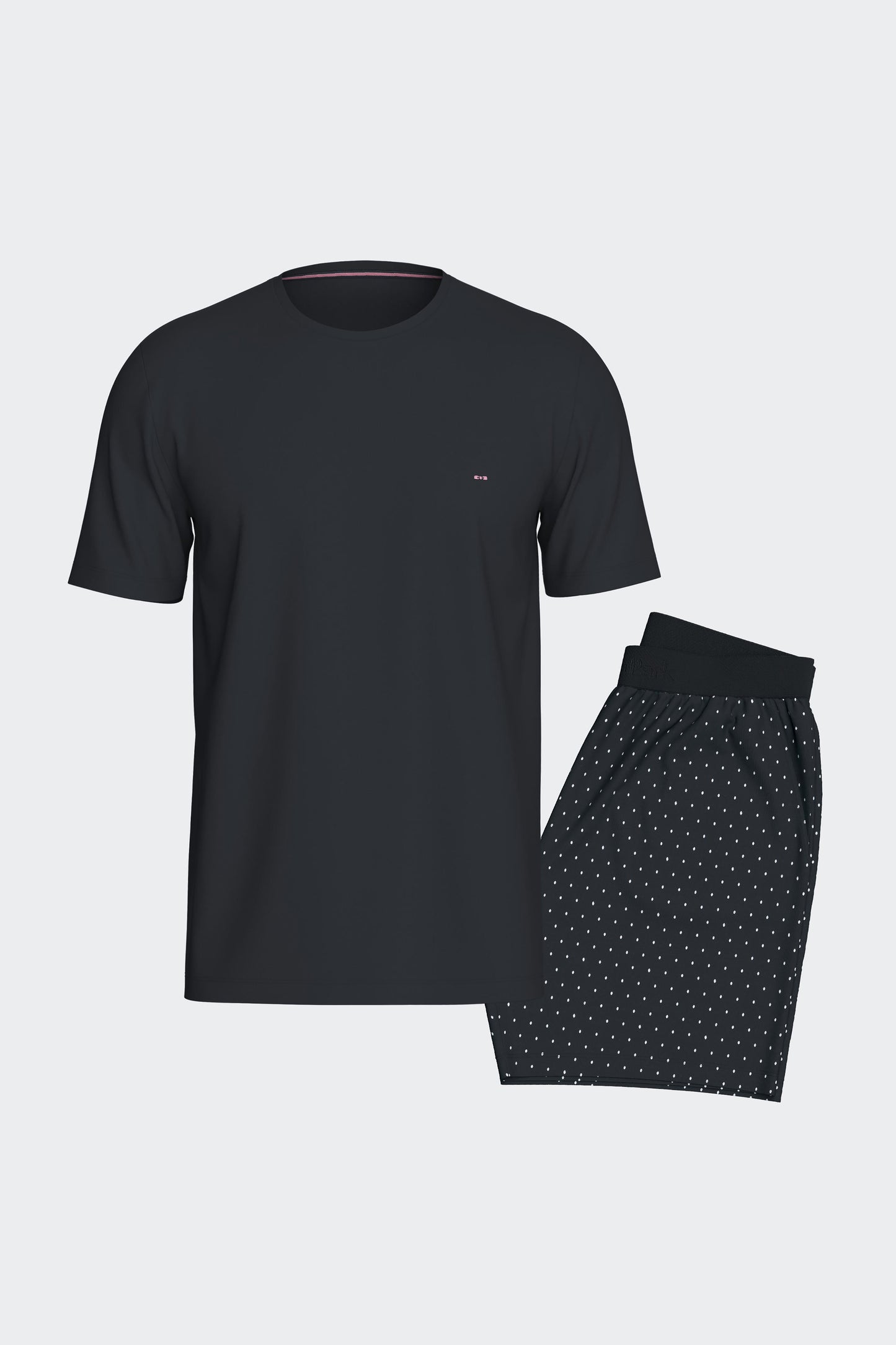 Pyjama court en coton marine