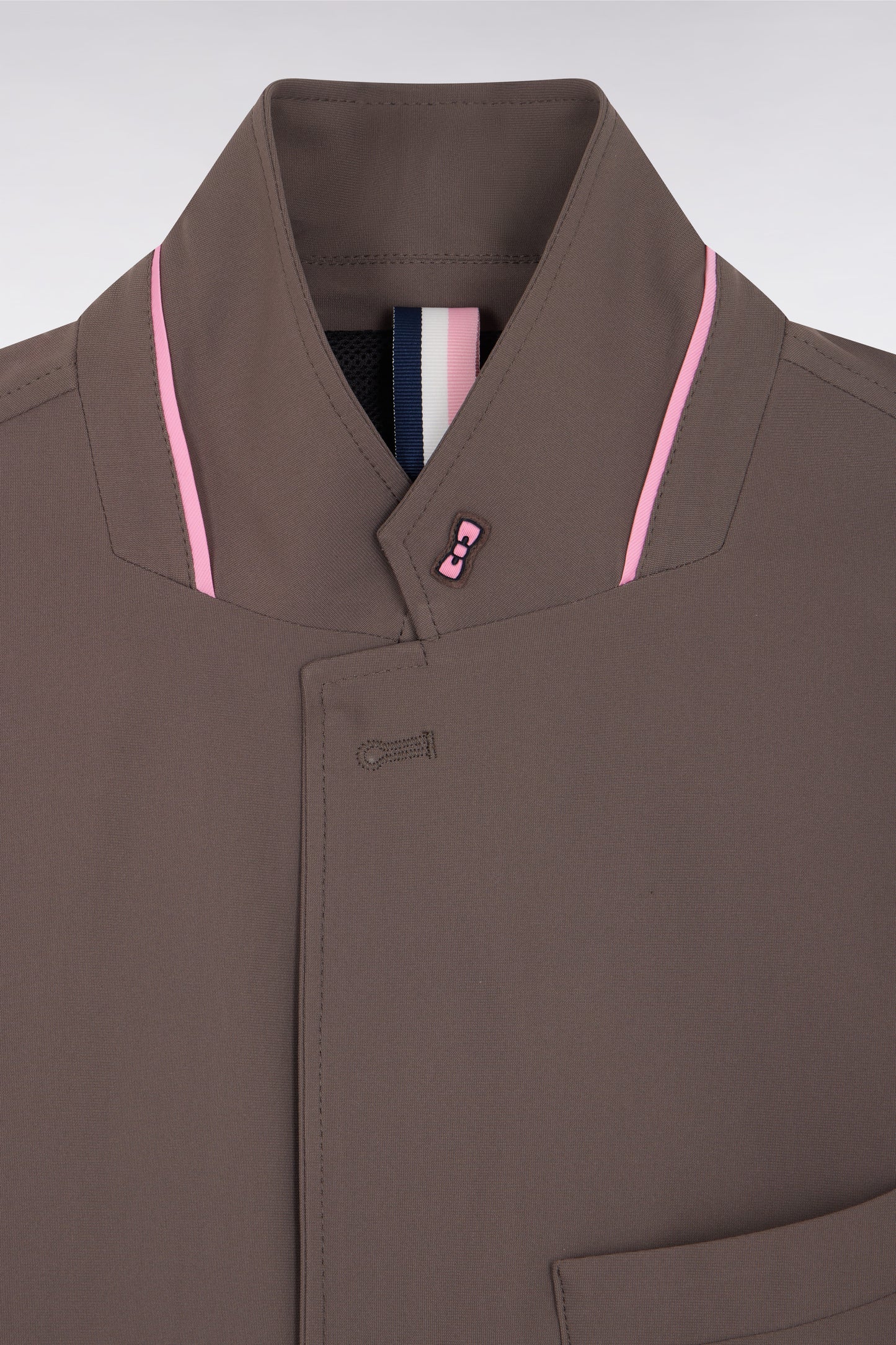 Khaki technical mesh look nylon jacket
