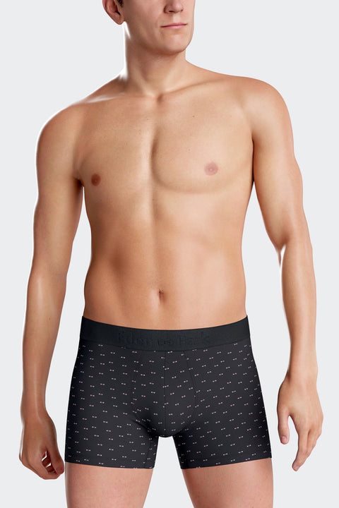 Navy blue and pink stretch cotton boxers with micro bow tie pattern - Image 2