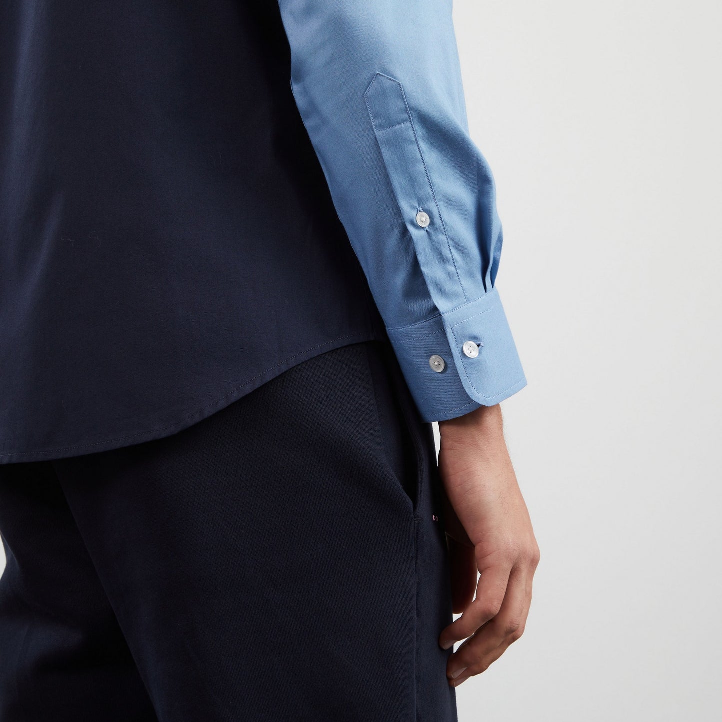 Blue colourblock shirt with no. 10 embroidery