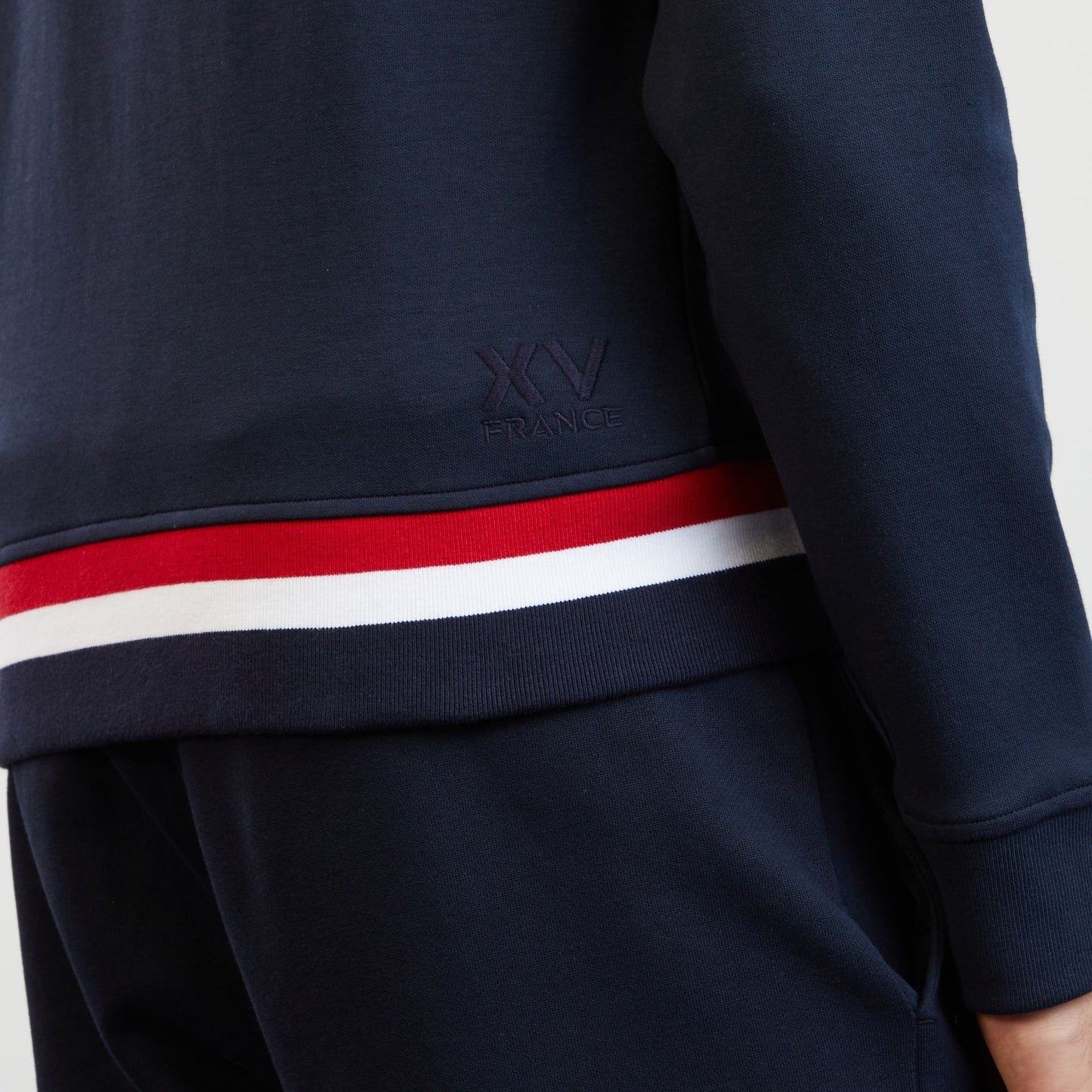 Red colourblock hooded zip sweatshirt