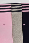 Set of 3 pairs of pink stretch cotton socks with striped details
