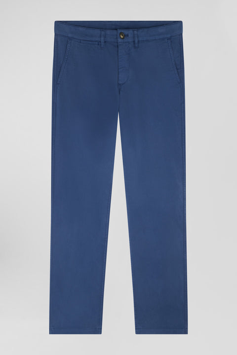Regular blue chino trousers in stretch cotton gabardine - Image 2
