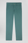 Regular green chino trousers in stretch cotton gabardine