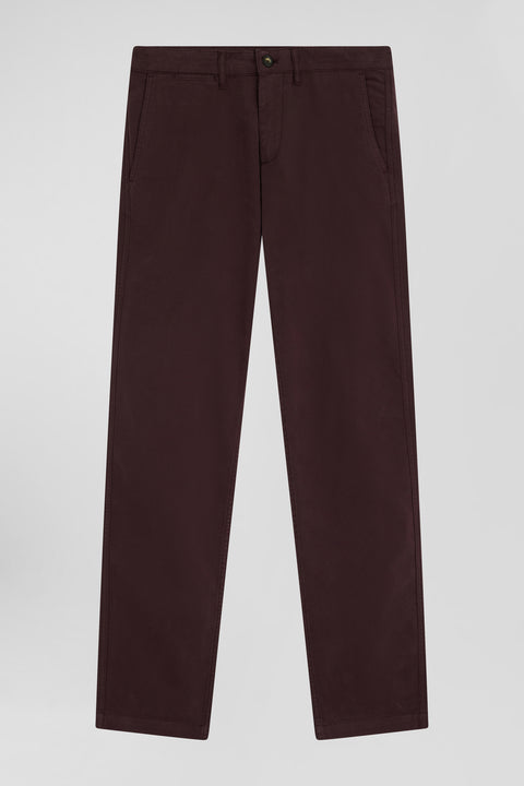Regular burgundy chino trousers in stretch cotton gabardine - Image 1