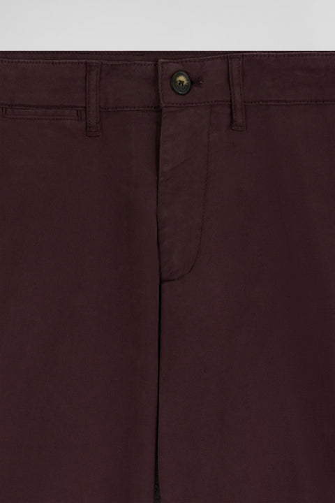 Regular burgundy chino trousers in stretch cotton gabardine - Image 3