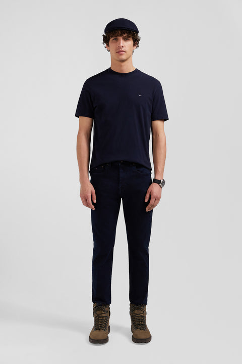 Slim stone-washed navy blue stretch denim jeans - Image 1