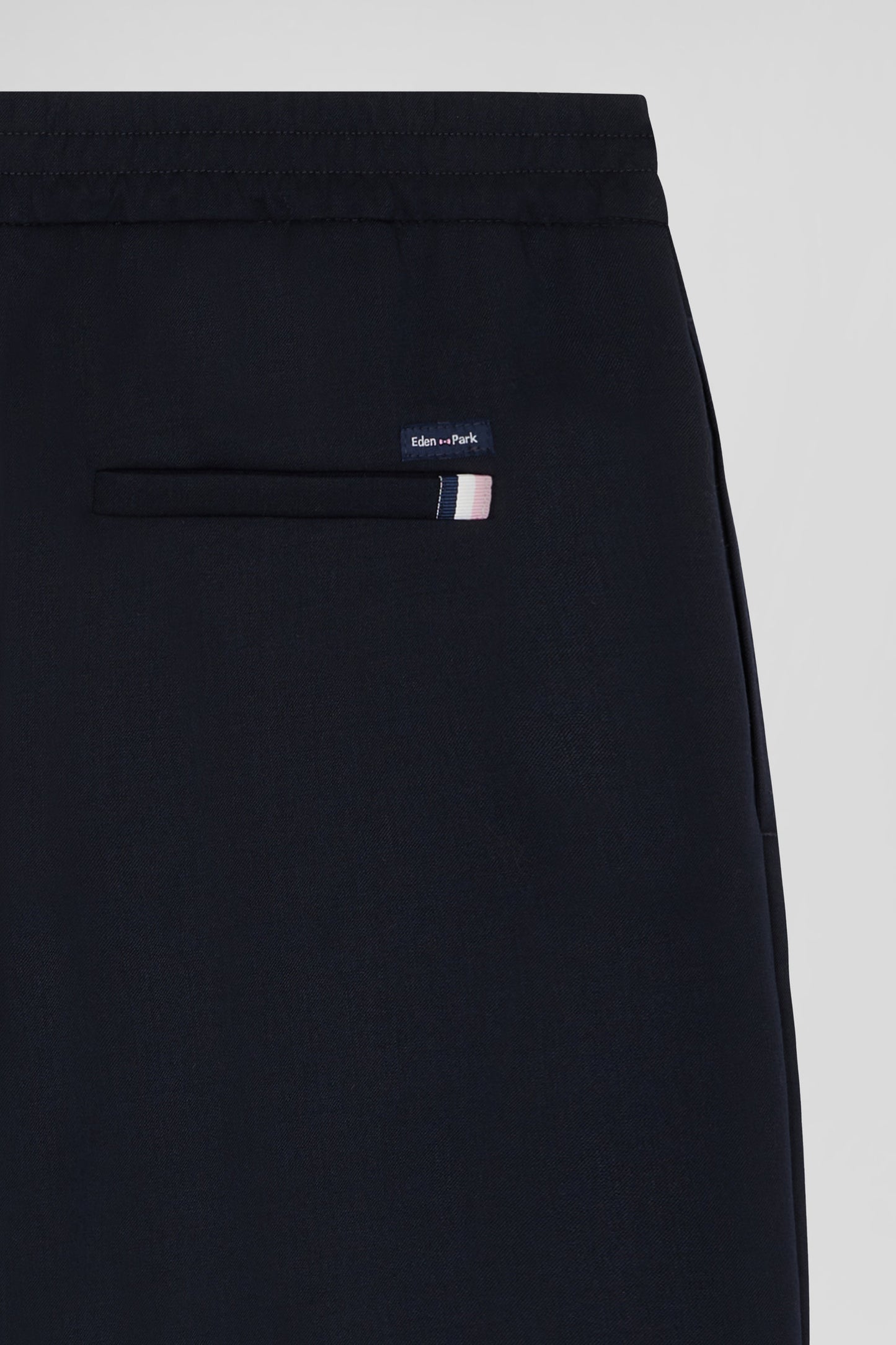 Modern navy blue virgin wool stretch trousers
