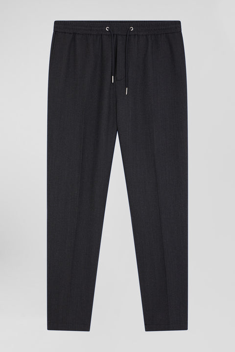 Modern anthracite grey elastic waist trousers - Image 1