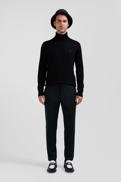 Modern khaki stretch wool elastic waist trousers - Image 1