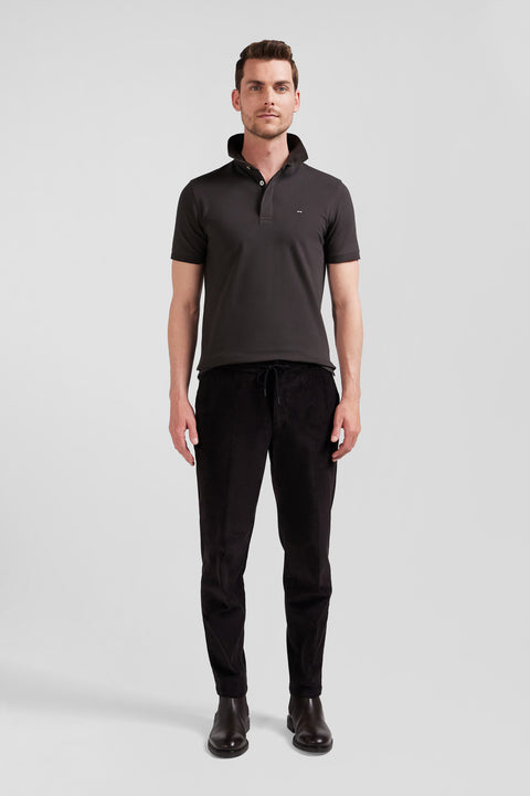 Modern brown elastic waist corduroy trousers - Image 1