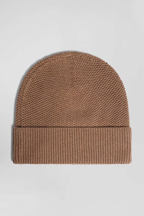 Plain hazelnut knitted cotton hat - Image 3
