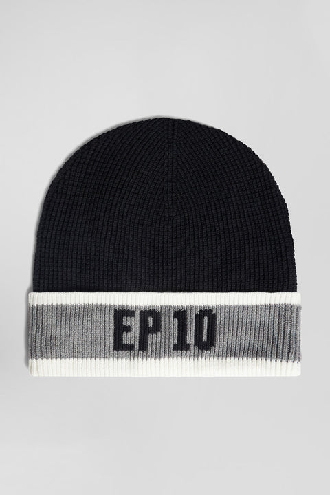 Black cotton EP10 jacquard beanie - Image 1