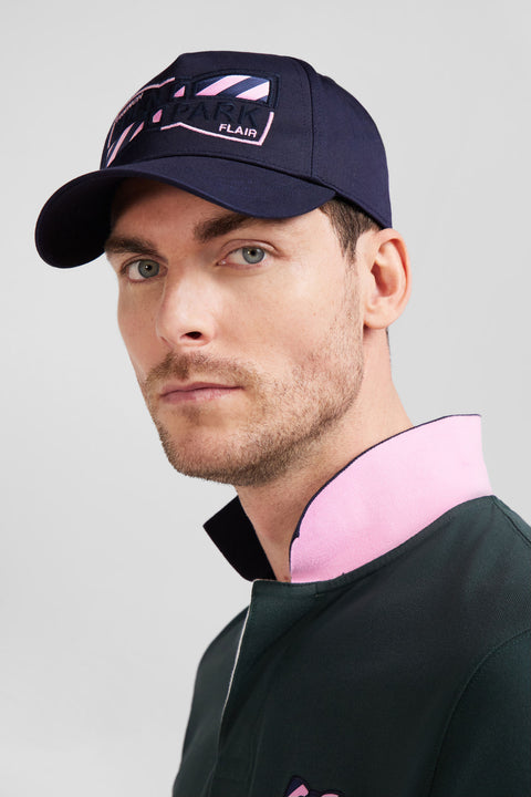 Navy blue cotton cap with bow tie embroidery and tie fabric patchwork - Image 2