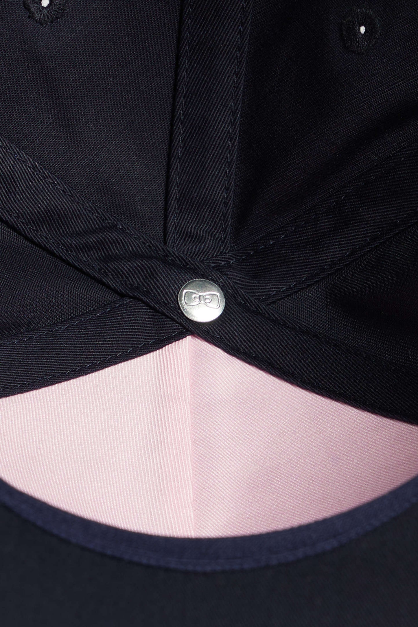 Navy blue cotton cap with bow tie embroidery and tie fabric patchwork