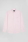 Plain pink corduroy shirt with button-down collar and regular-fit breast pocket