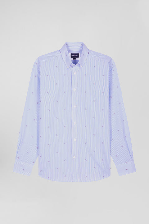 Regular sky blue cotton shirt - Image 2