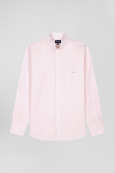 Regular pink striped cotton jacquard shirt - Image 2