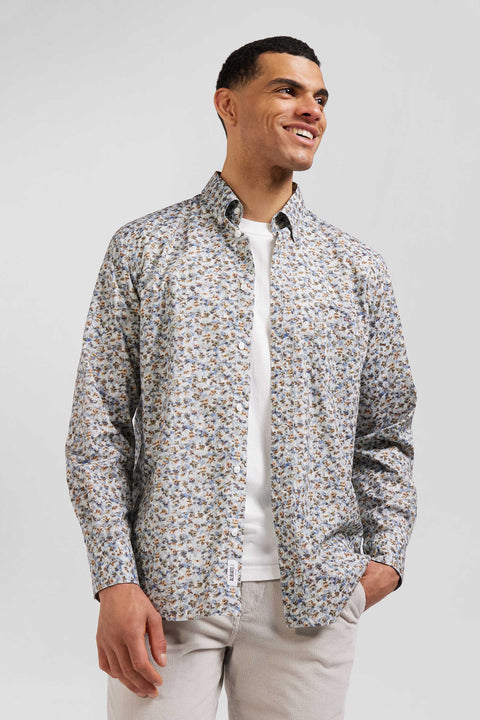 Green microprint cotton shirt Regular fit - Image 3