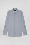 Light blue micro-motif cotton shirt Slim fit