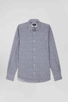 Slim fit cotton shirt with sky micropatterns