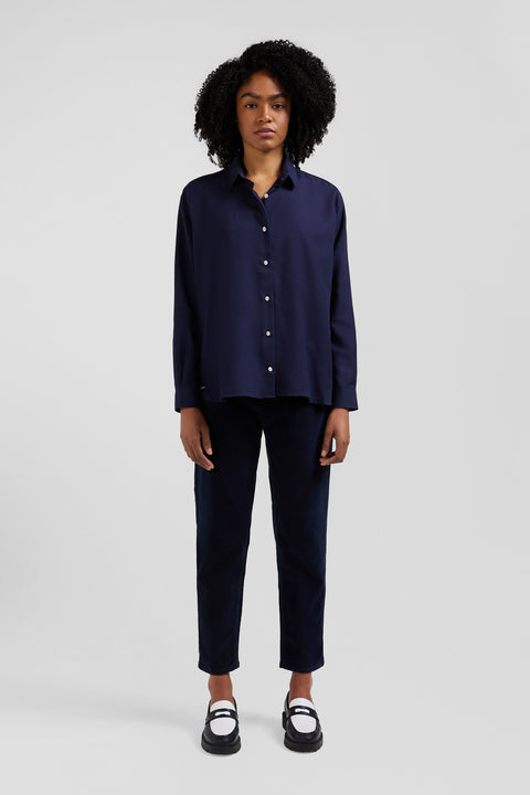 Oversize indigo cotton and cashmere shirt - Image 1