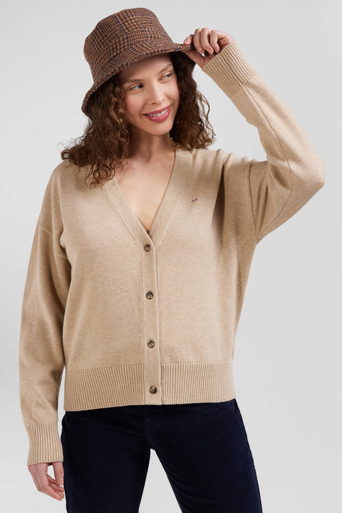 Relax beige blended wool and cotton cardigan - Image 3