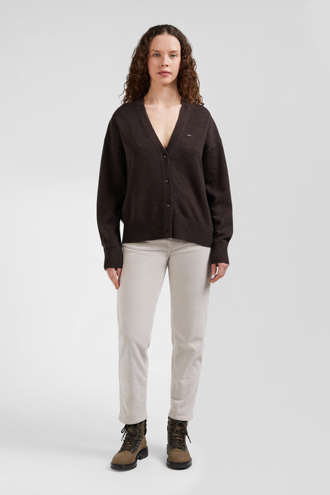 Relax brown blended wool and cotton cardigan - Image 1