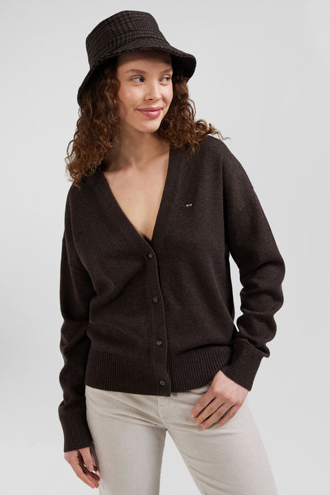 Relax brown blended wool and cotton cardigan - Image 3