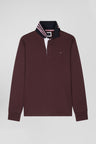 Regular burgundy long-sleeved Pima cotton rugby shirt